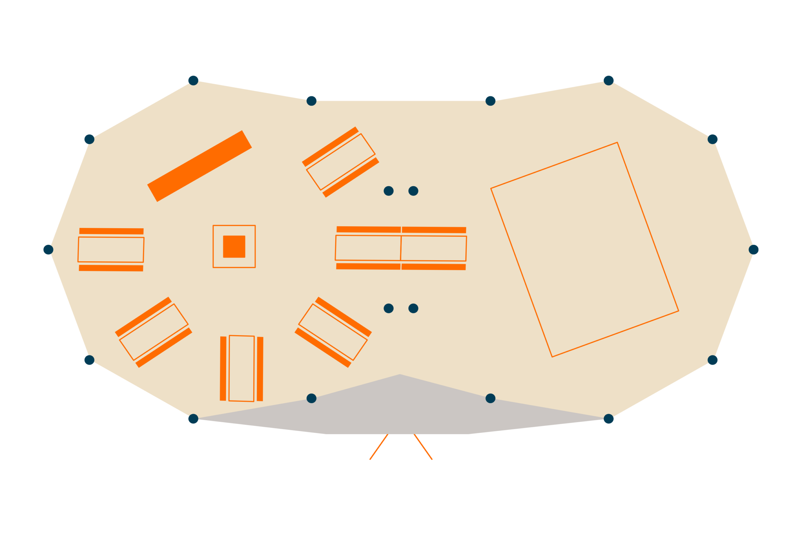 Winter and Christmas party tipi packages floor plan - Buffalo Tipi and Marquee hire - West Country and Cotswolds