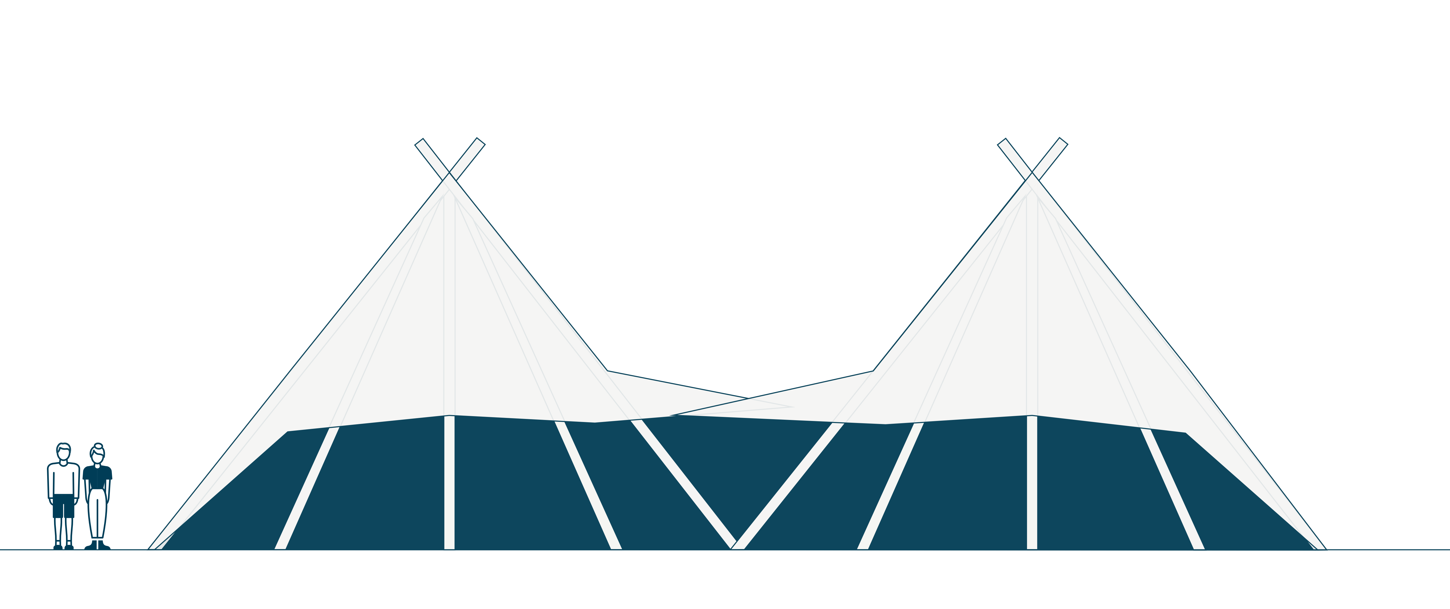 Two Stratus Tipis open side view diagram - Buffalo Tipi and Marquee hire - West Country and Cotswolds