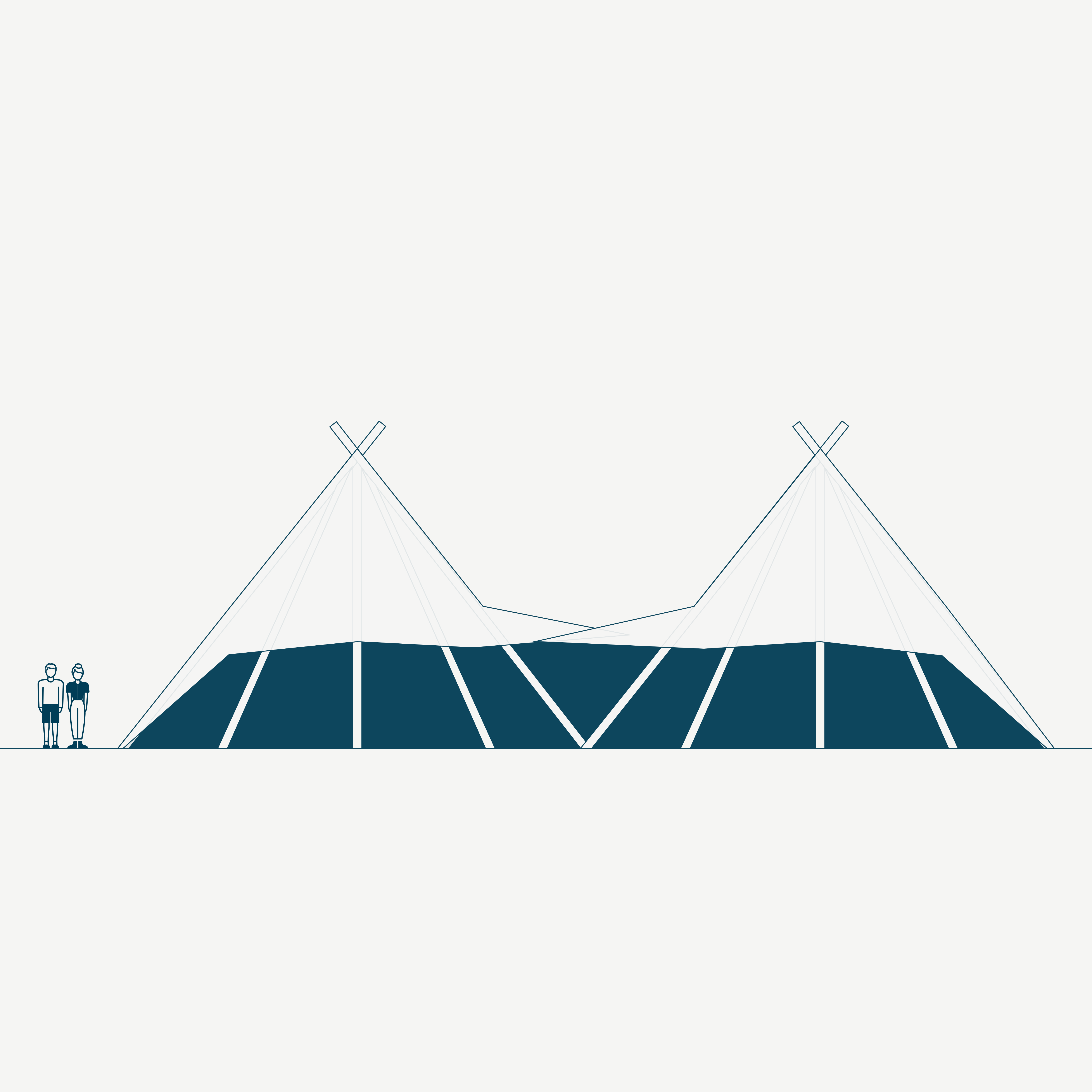 Two Stratus Tipis open side view diagram - Buffalo Tipi and Marquee hire - West Country and Cotswolds