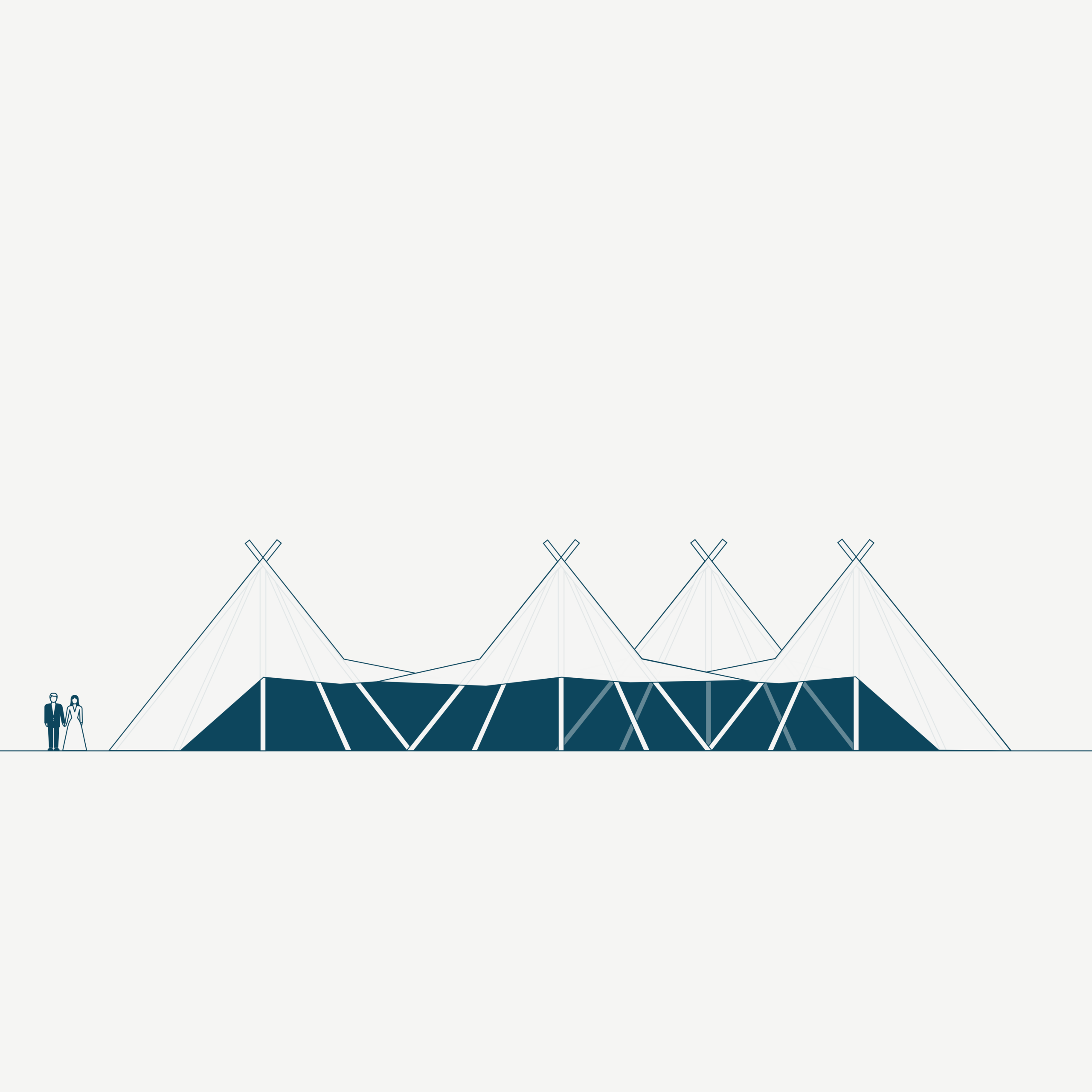 Four Stratus Tipis open side view diagram - Buffalo Tipi and Marquee hire - West Country and Cotswolds