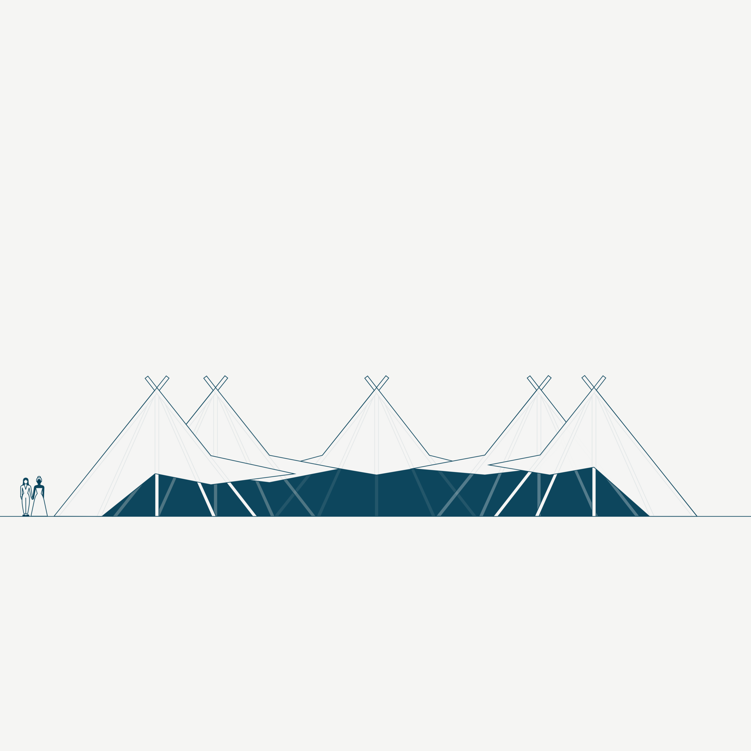 Five Stratus Tipis open side view diagram - Buffalo Tipi and Marquee hire - West Country and Cotswolds