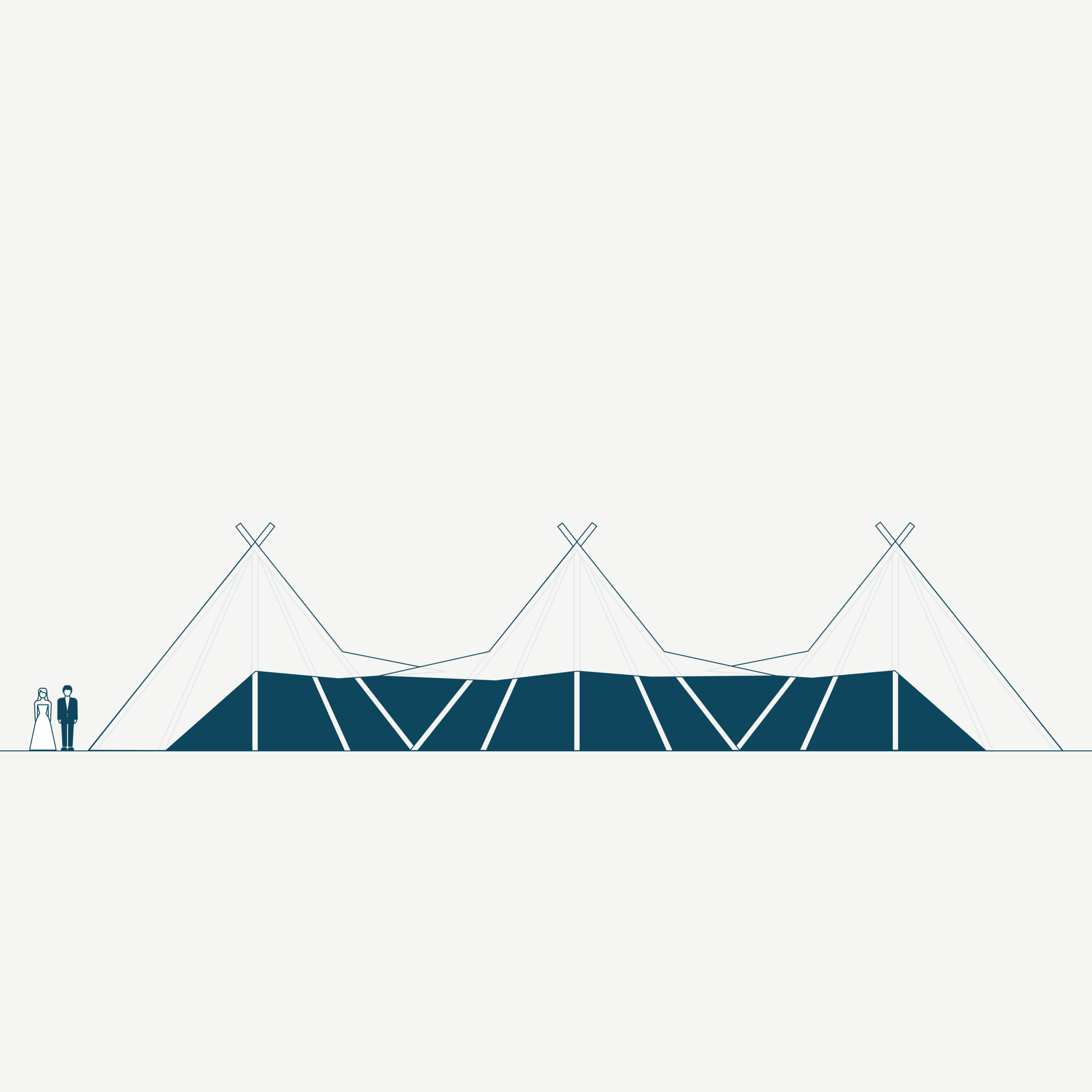 Three Stratus Tipis open side view diagram - Buffalo Tipi and Marquee hire - West Country and Cotswolds