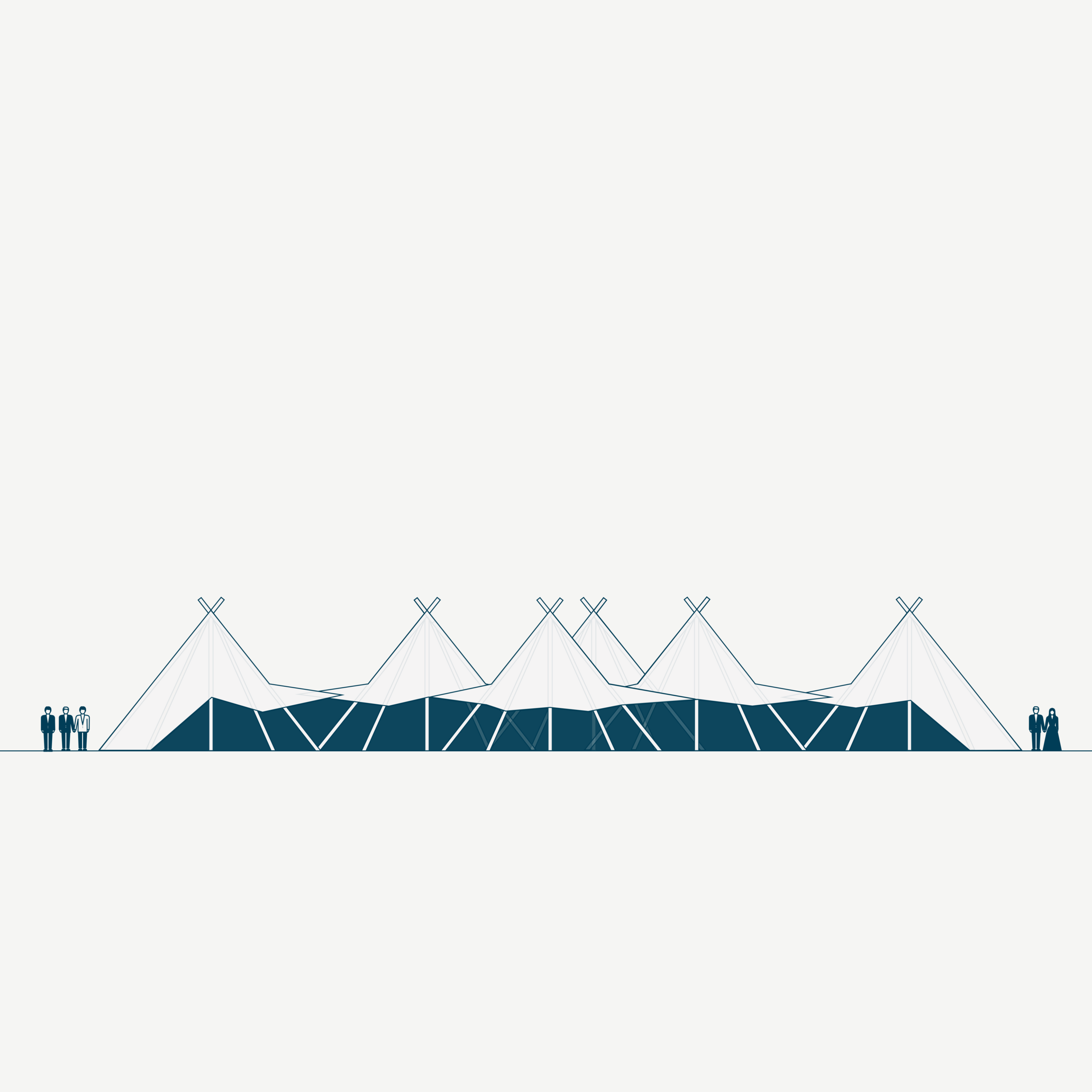 Six Stratus Tipis open side view diagram - Buffalo Tipi and Marquee hire - West Country and Cotswolds