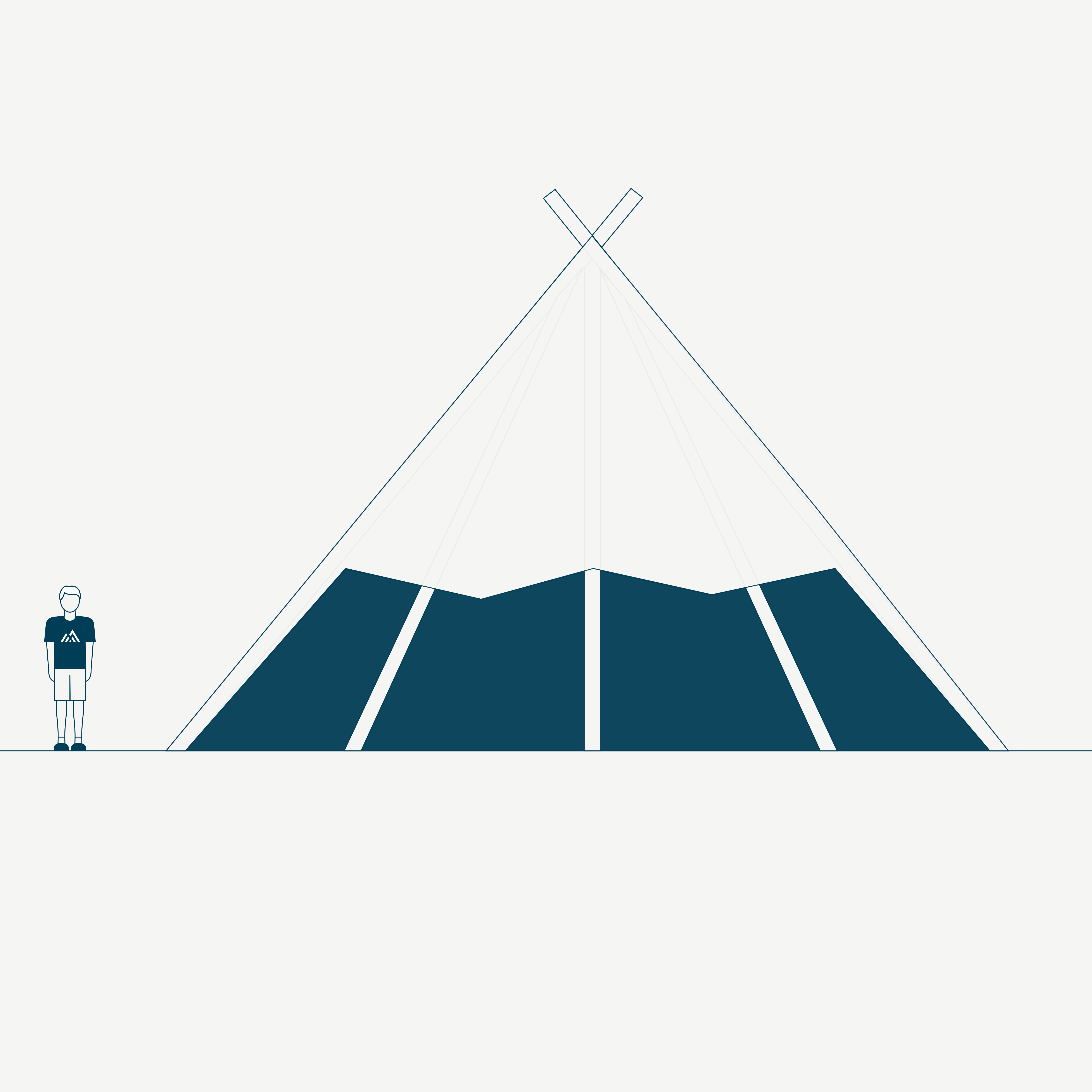 Stratus tipi open side view diagram - Buffalo Tipi and Marquee hire - West Country and Cotswolds