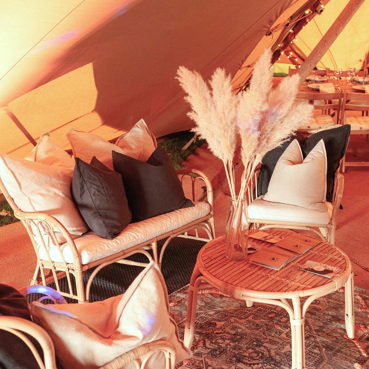 Comfortable seating in a tipi