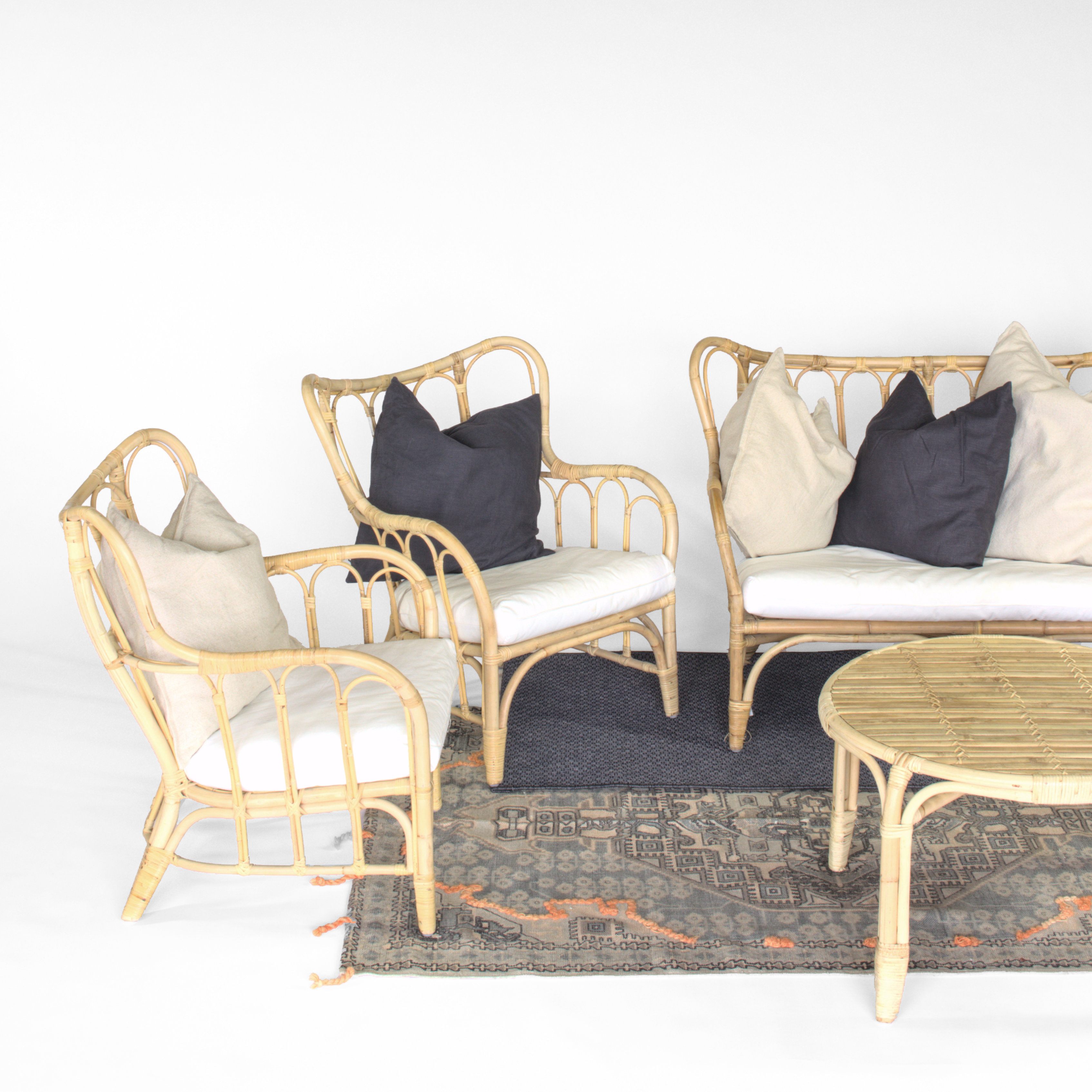 Scandinavian Snug wicker furniture set with cushions