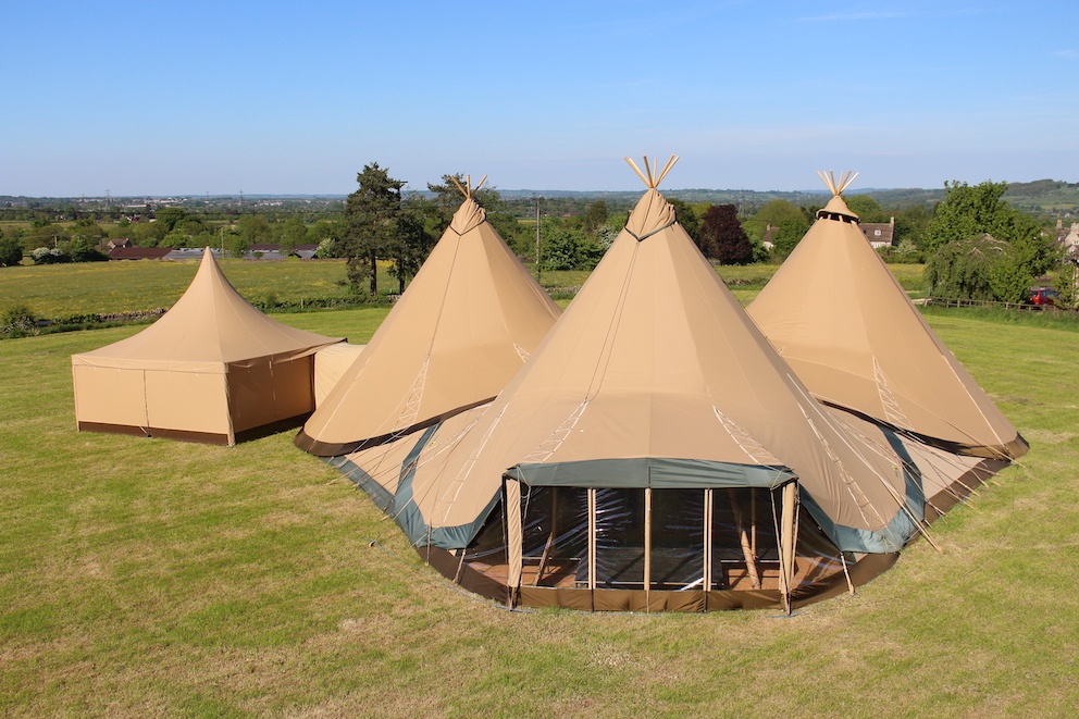 Tipis with a service tent