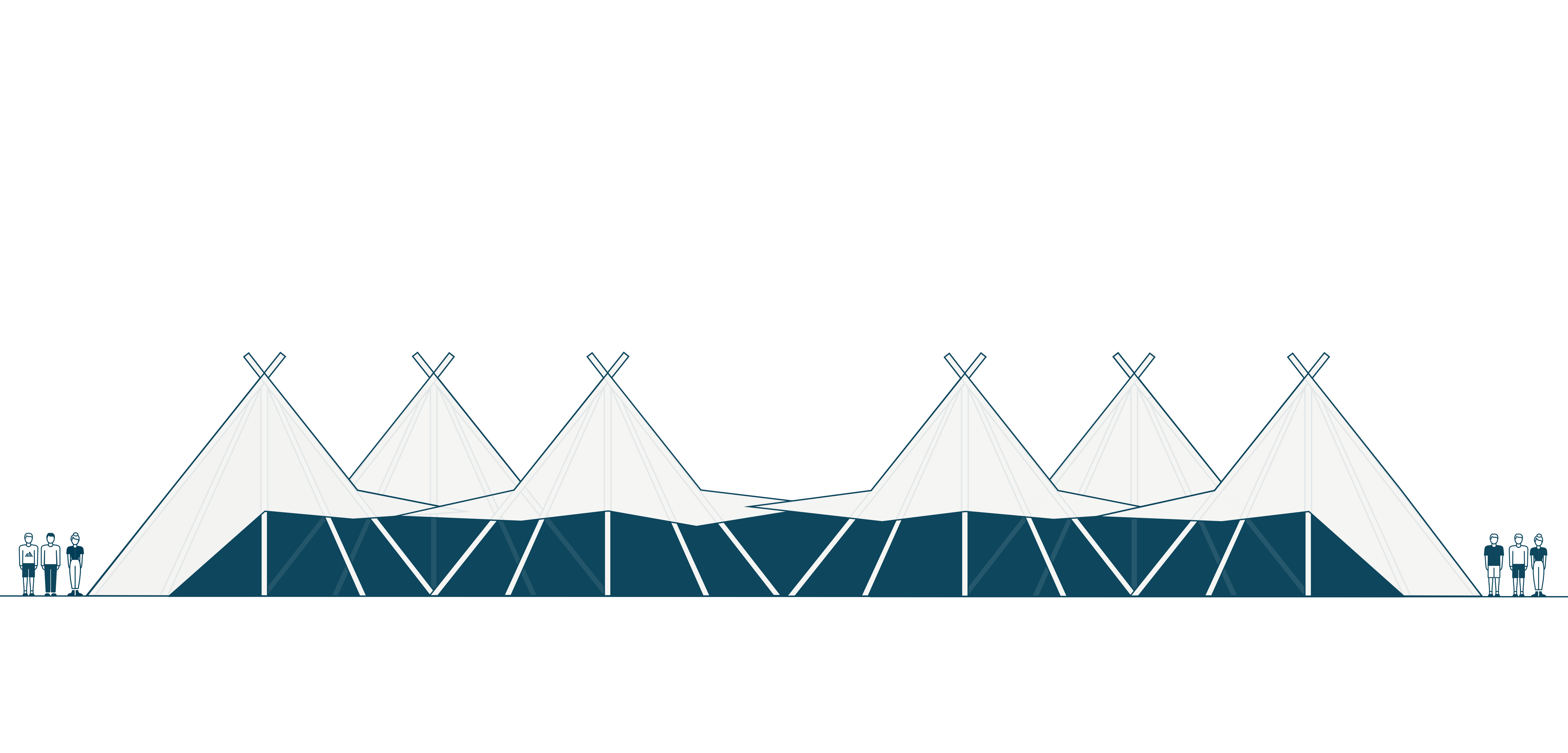 Six Stratus Tipis open side view diagram - Buffalo Tipi and Marquee hire - West Country and Cotswolds