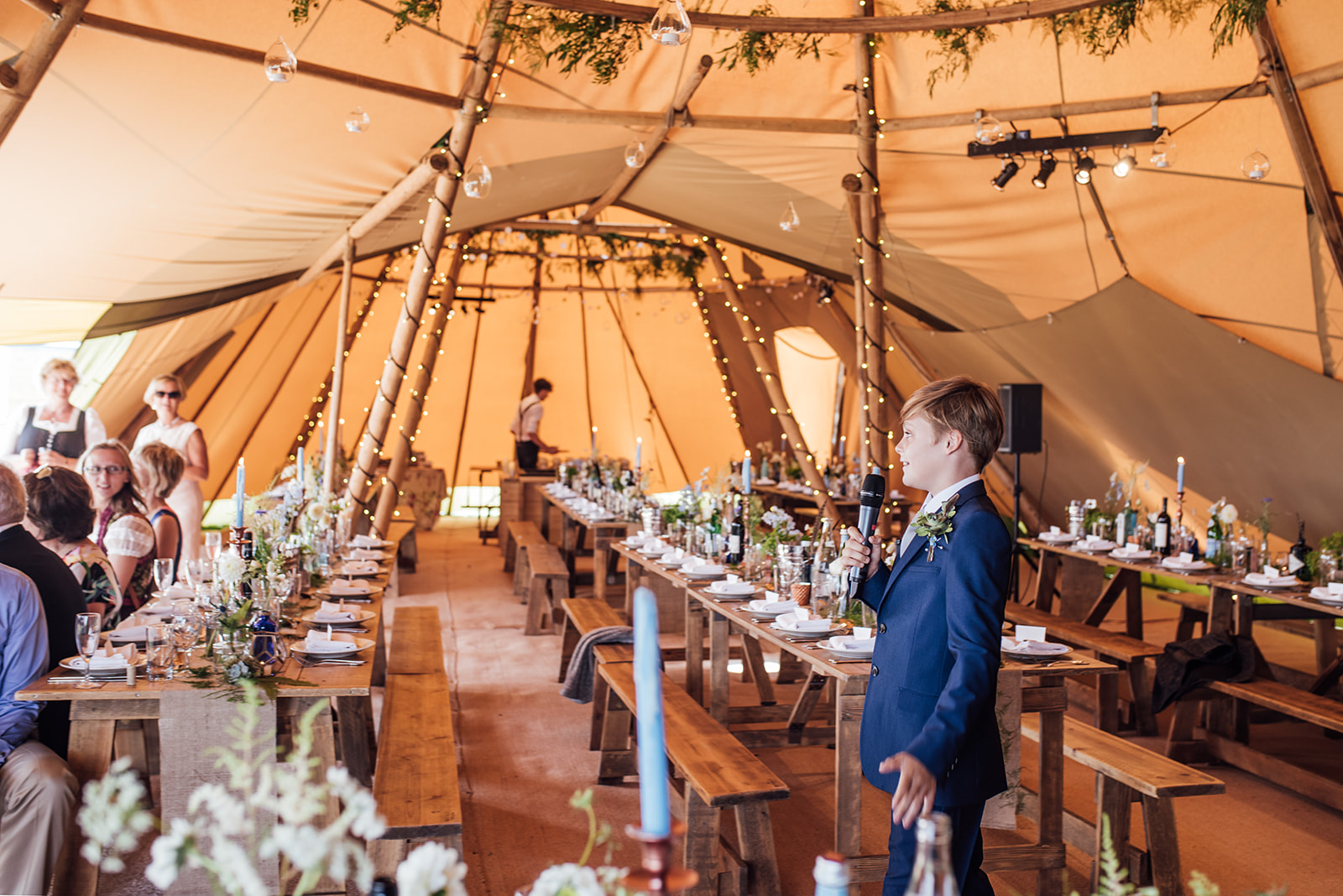 Speeches in a wedding tipi