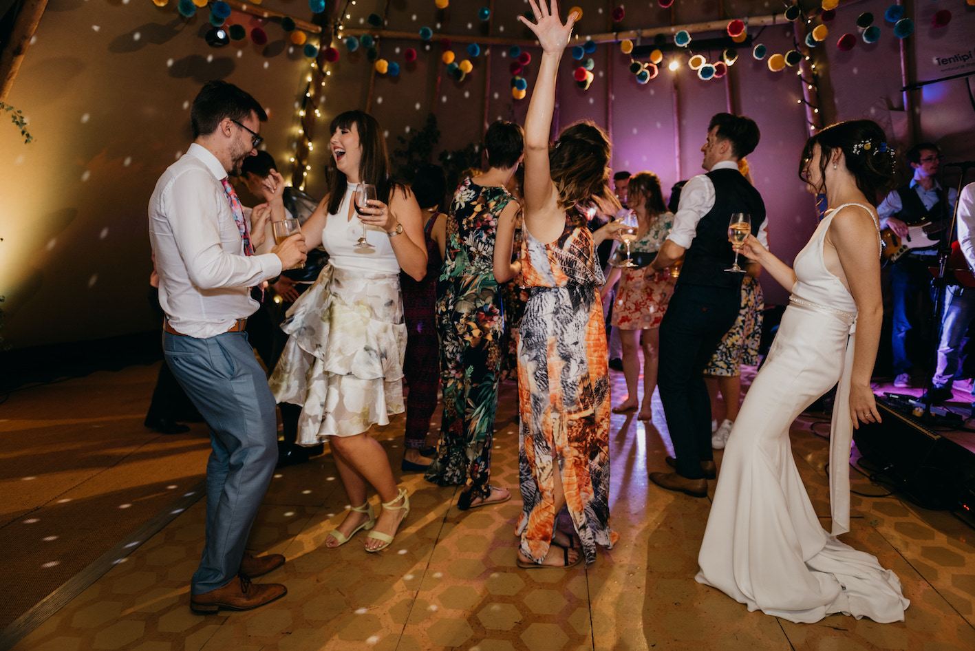 Dance floor at a tipi wedding