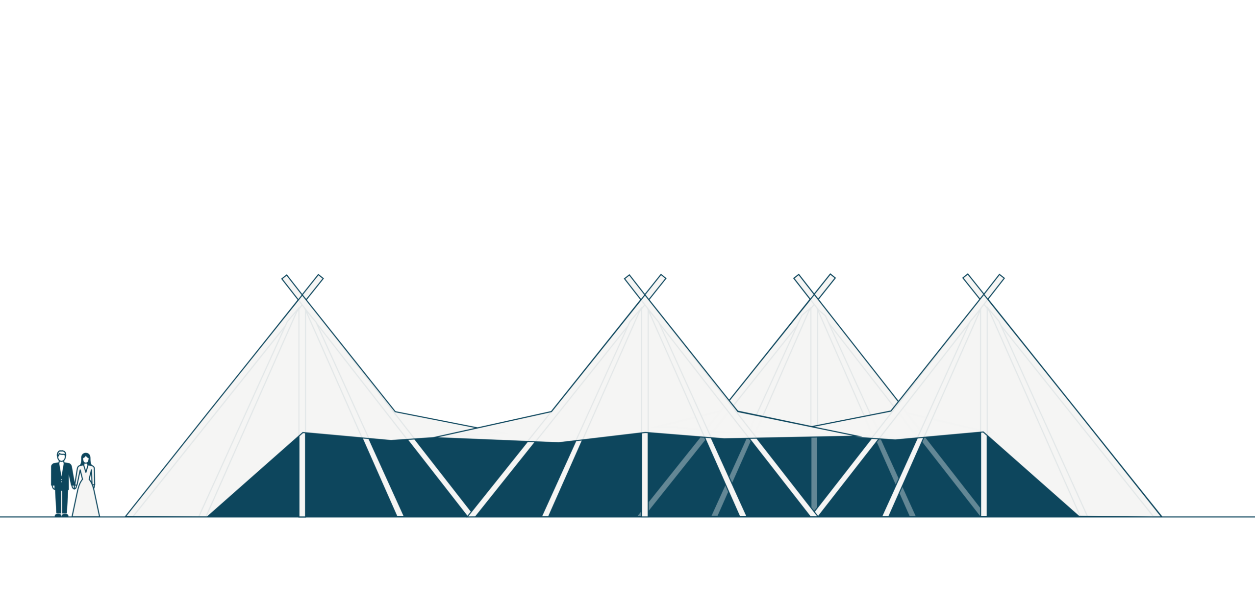 Four tipi package side view diagram - Buffalo Tipi and Marquee hire - West Country and Cotswolds