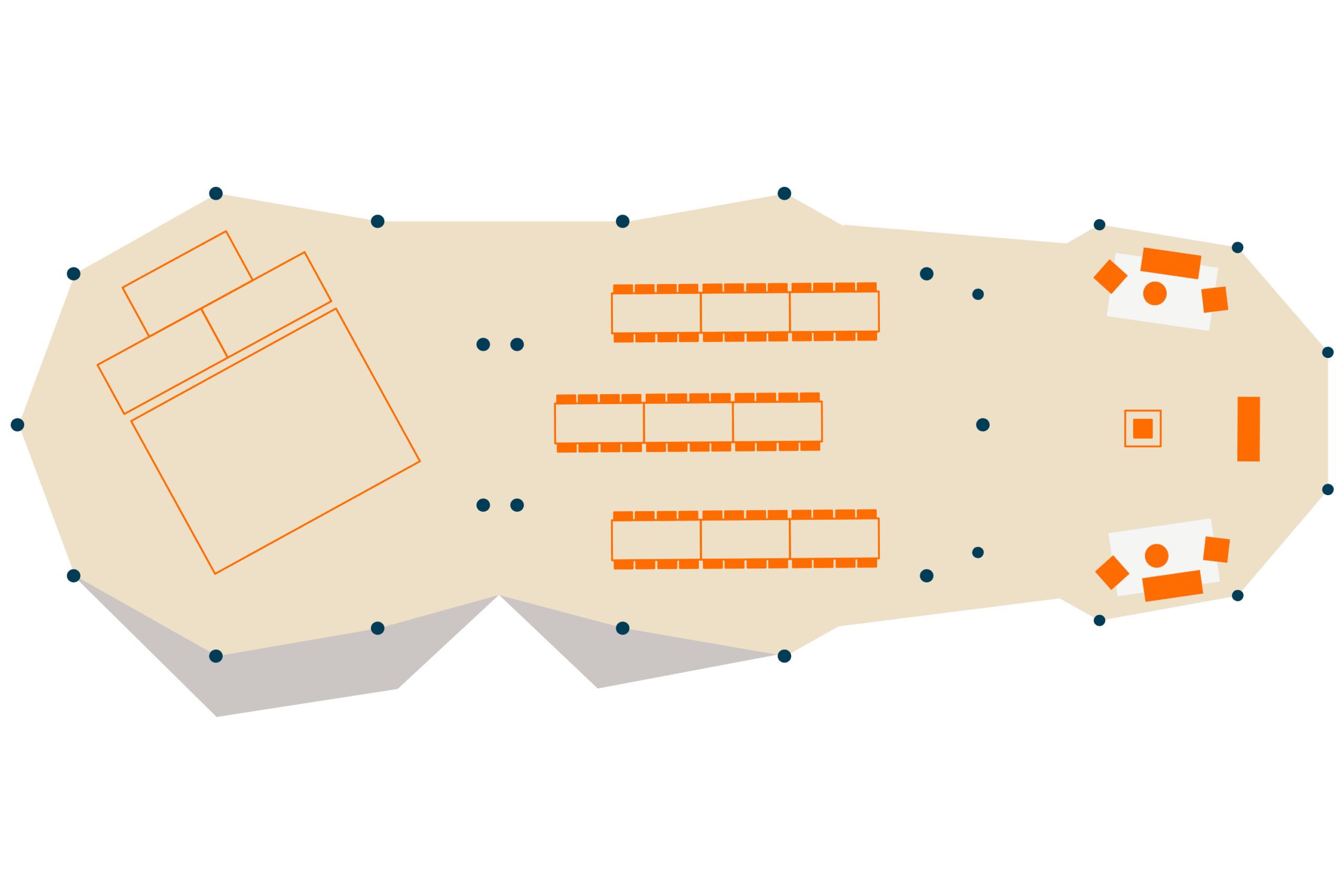 Three tipi floor plan - Buffalo Tipi and Marquee hire - West Country and Cotswolds