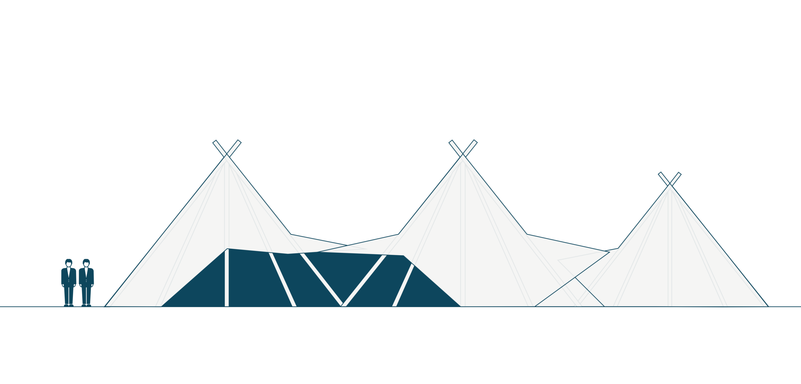 Tipi diagram with dining, dance floor and bar