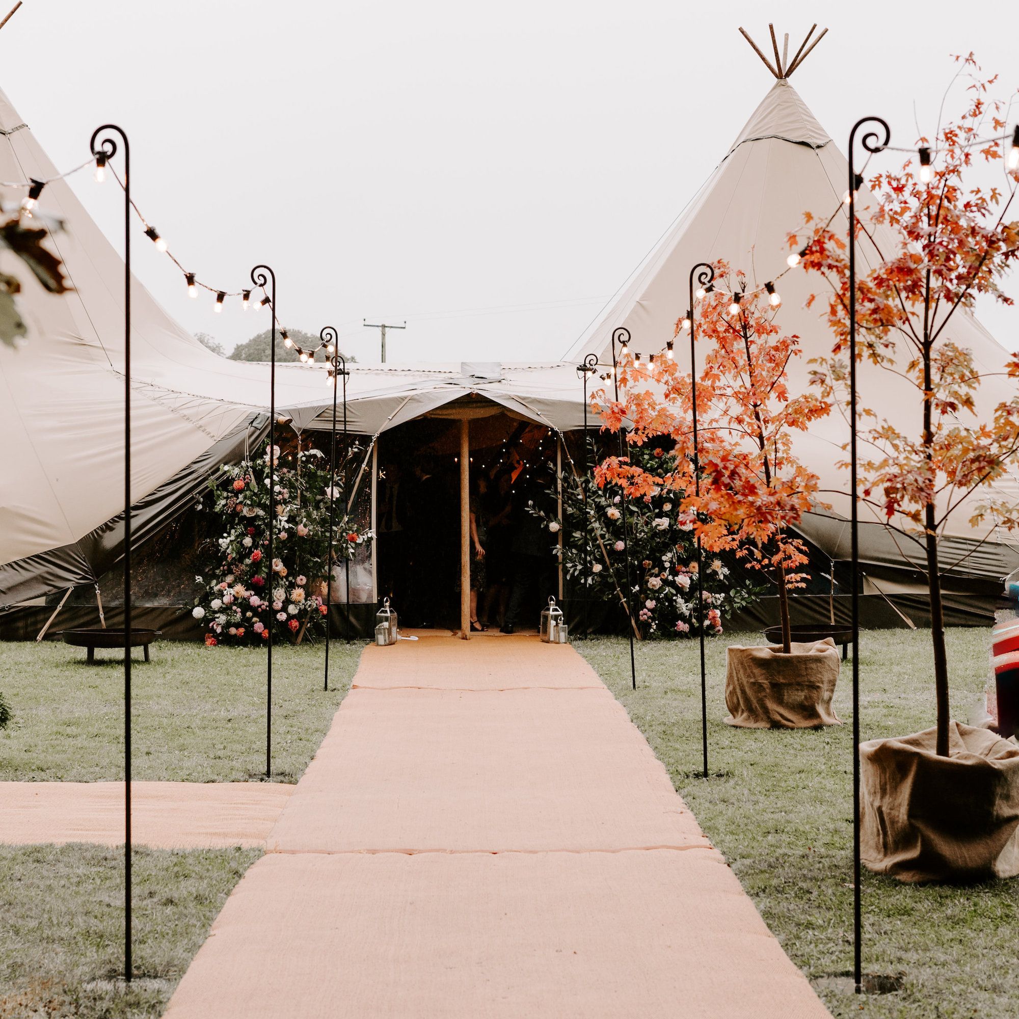 Giant Shepherds Crooks for Festoon Walkway Lighting - Buffalo Tipi and Marquee hire - West Country and Cotswolds