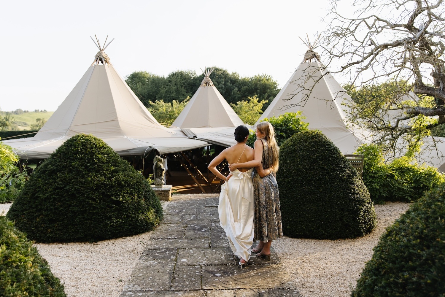 Bride and wedding guest - Buffalo Tipi and Marquee hire - West Country and Cotswolds