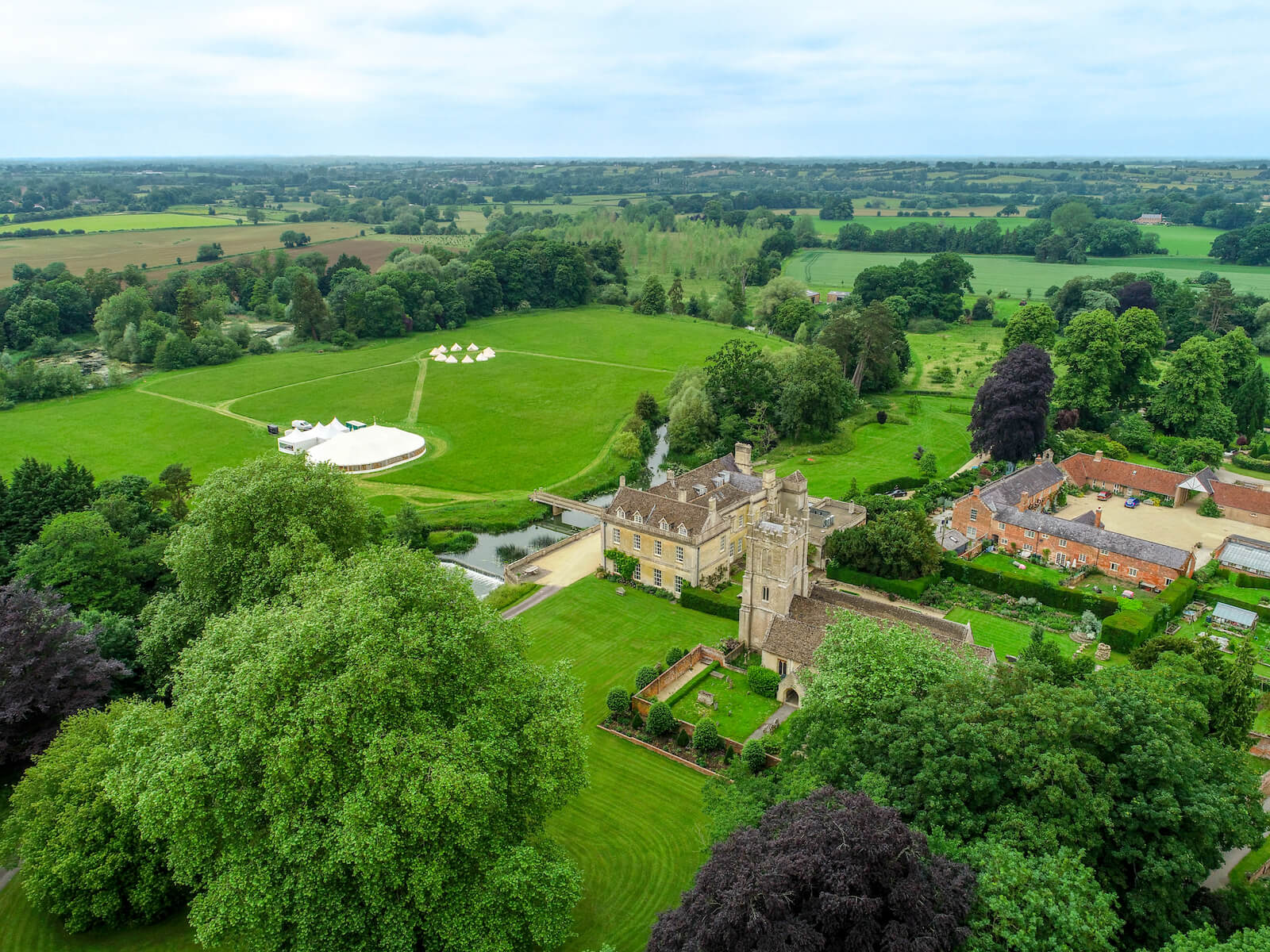 Sailcloth marquee and tipis on large country estate - Buffalo Tipi and Marquee hire - West Country and Cotswolds
